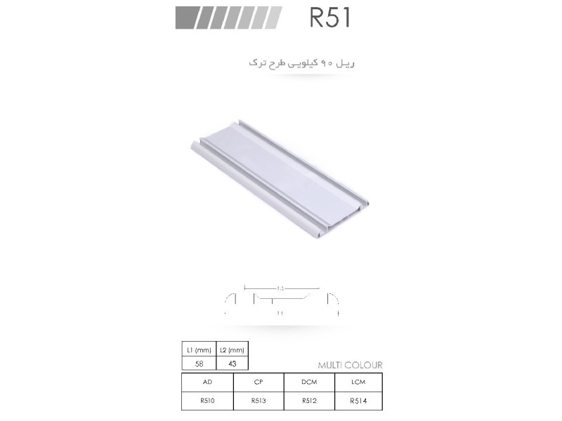 ریل ۹۰ کیلویی طرح ترک R51