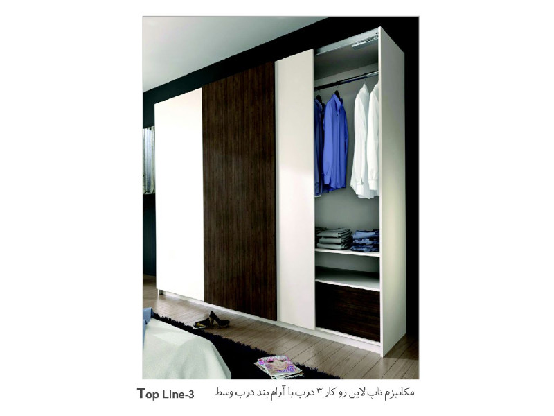 مکانیزم روکار تاپ لاین سه درب با آرام بند درب وسط کد top line 3